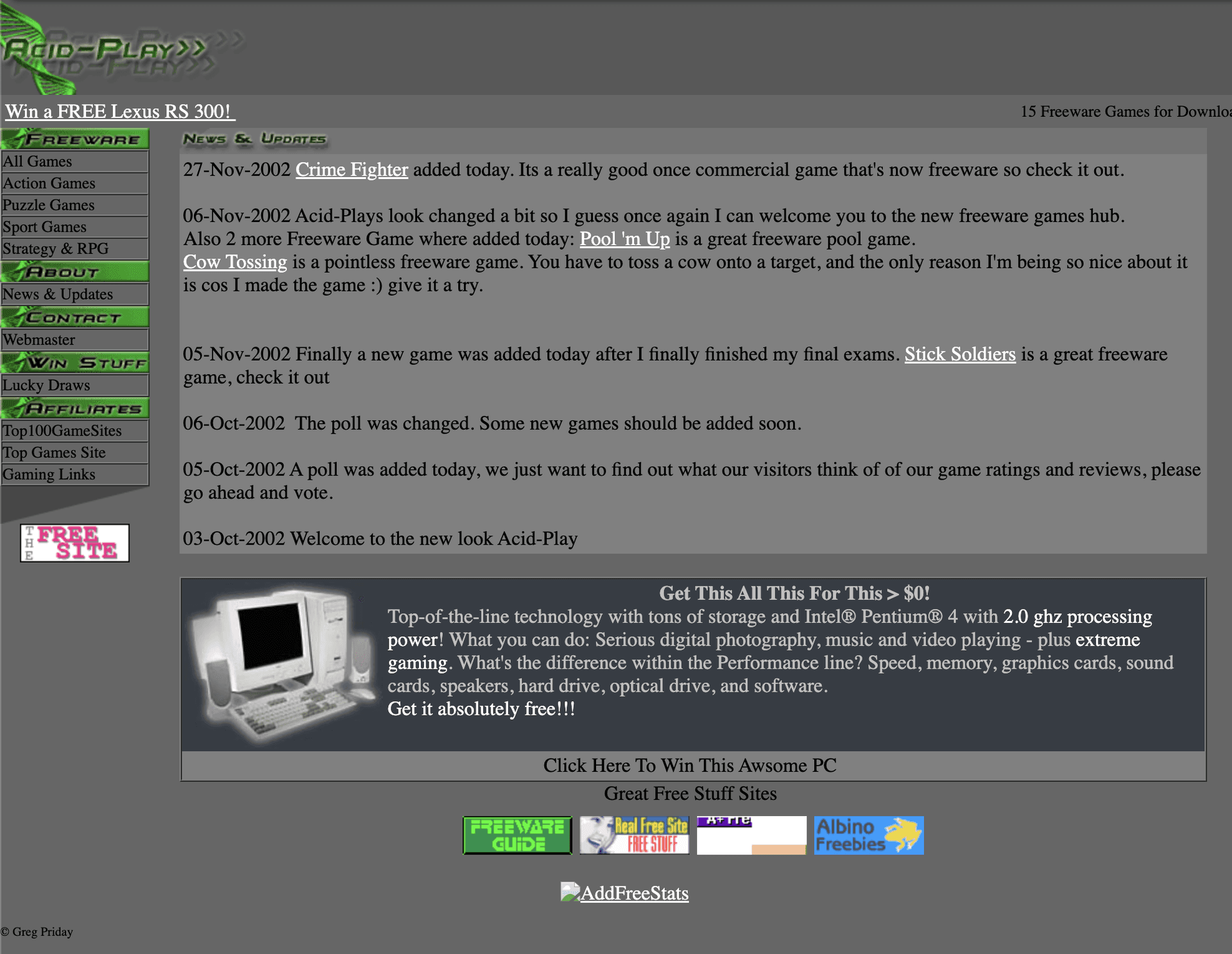 Screenshot: Original Acid-Play homepage from 2002 - the beginning